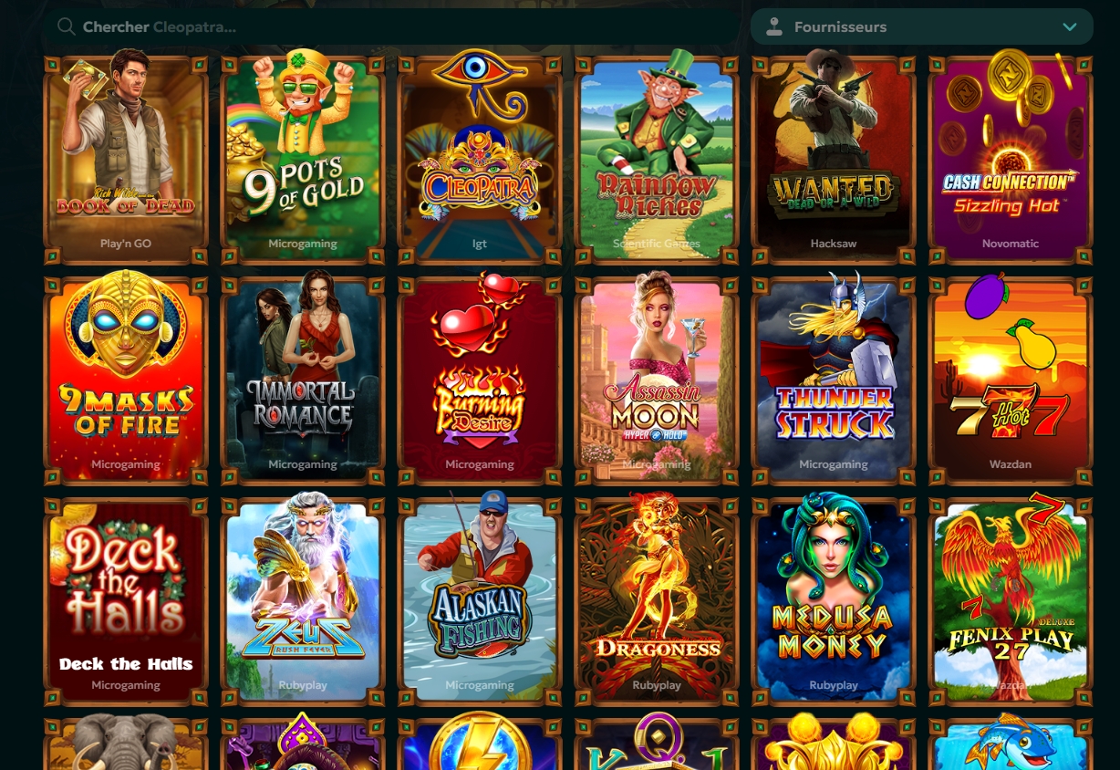 Machines à sous Rivo Casino : Book of Dead, 9 Pots of Gold, Cleopatra