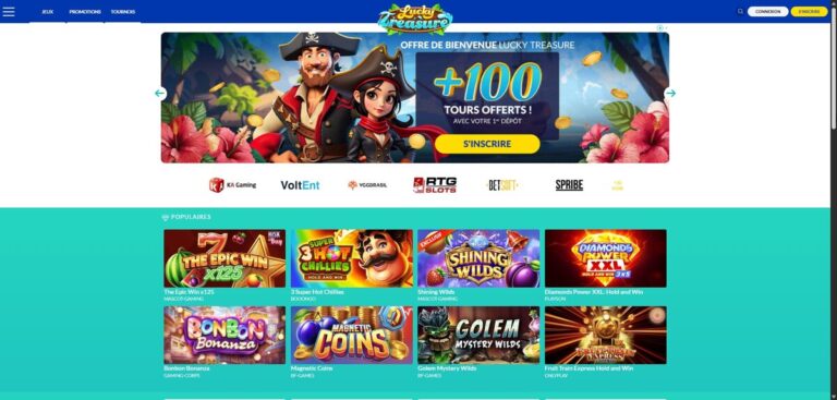 Aperçu du site de Lucky Treasure
