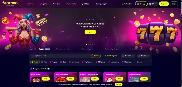 Aperçu du site de Slotoro