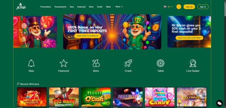 Aperçu du site de Mr Baron Casino