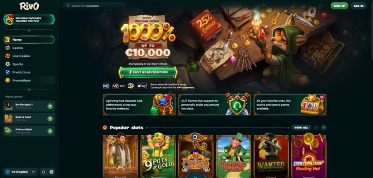 Aperçu du site de Rivo Casino