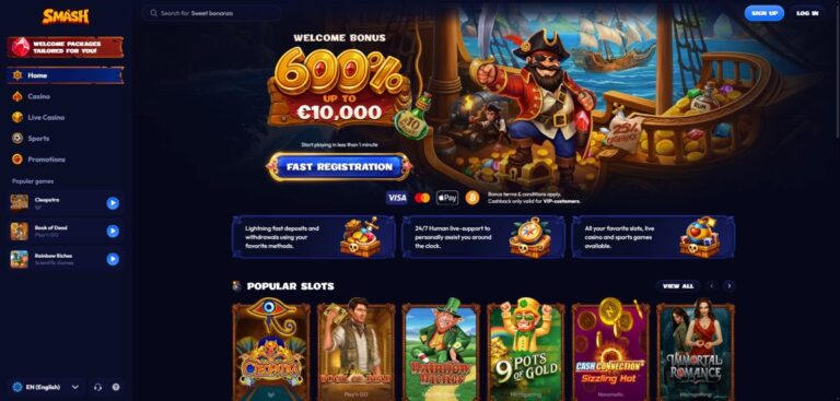 Aperçu du site de Smash Casino