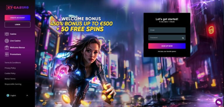 Aperçu du site de X7 Casino